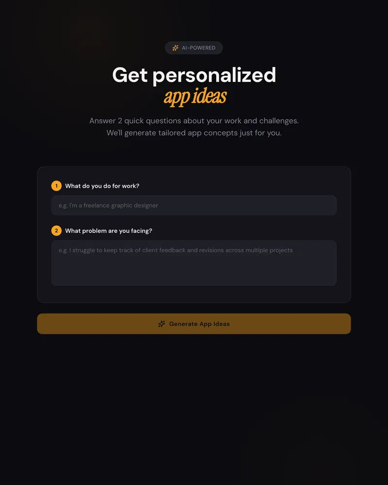 Personalized app ideas from two answers