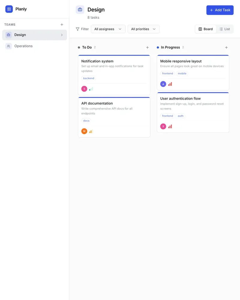 Project management app from a single prompt